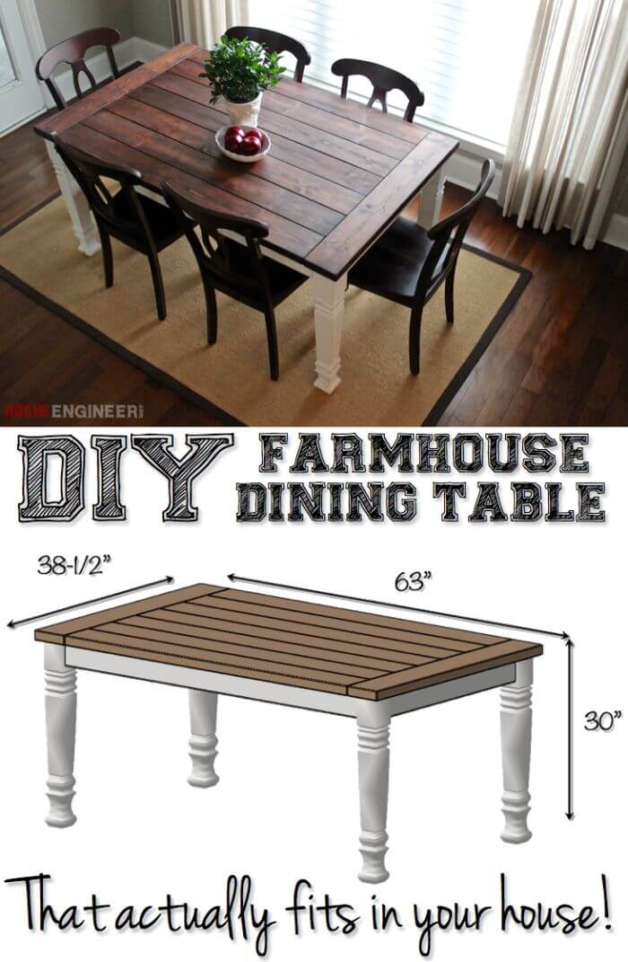 Perfectly Sized Rustic DIY Farmhouse Table Designs