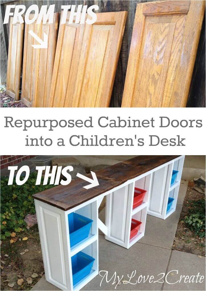 Upcycled Kids' Storage Cubbies and Workspace