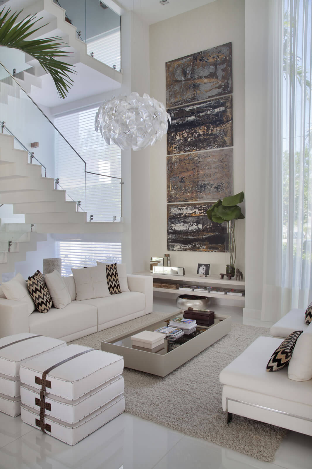 White Dream and Bold Design Living Room