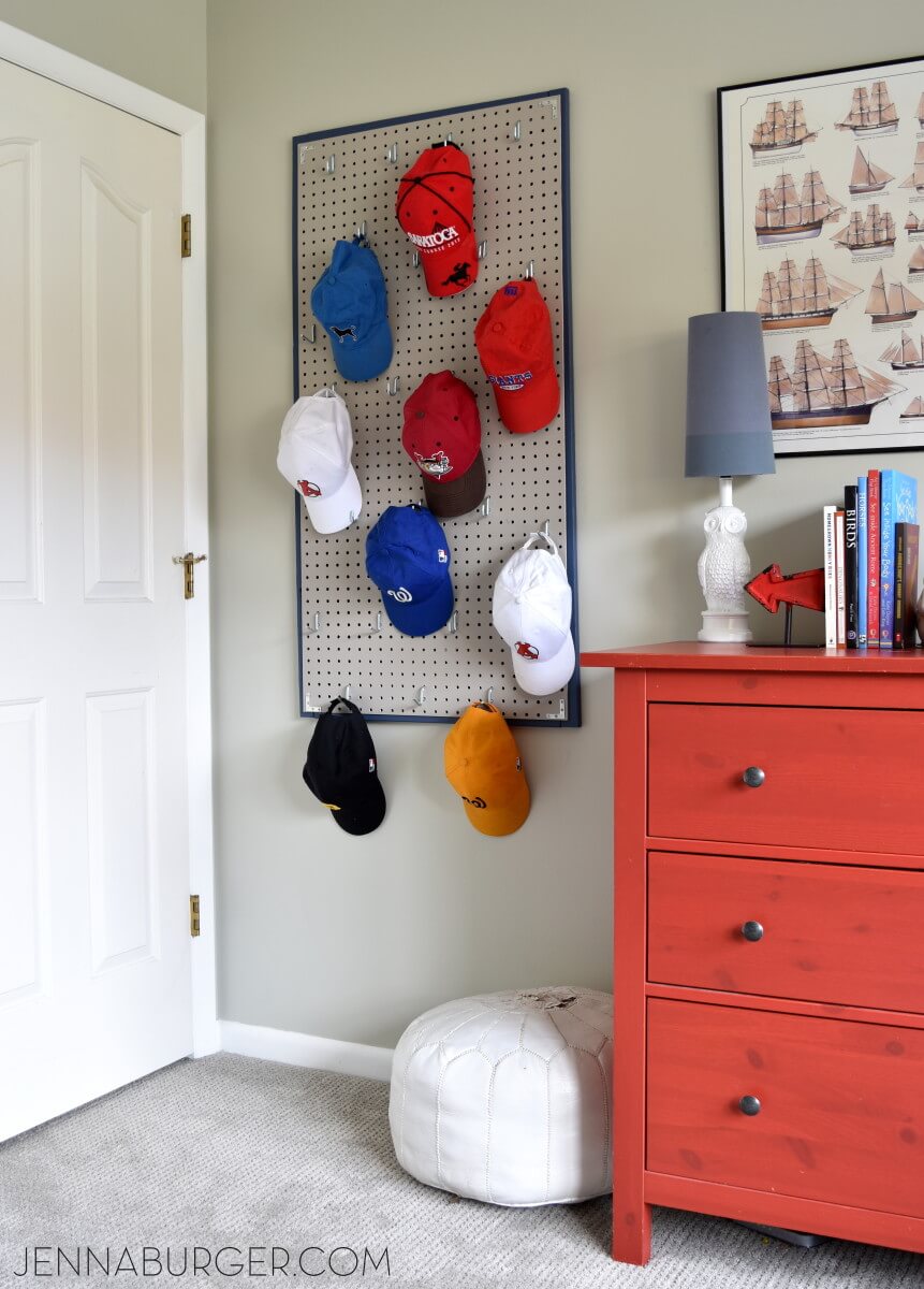 Baseball Cap Pegboard Teenage Boy Room