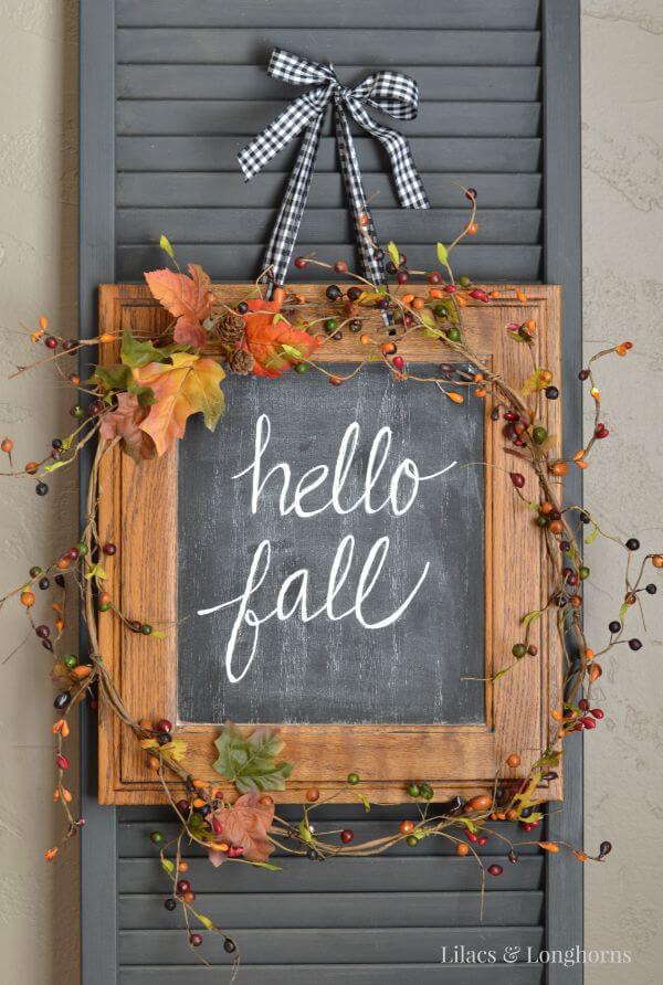 Elegant Autumn Chalkboard Hanging Sign