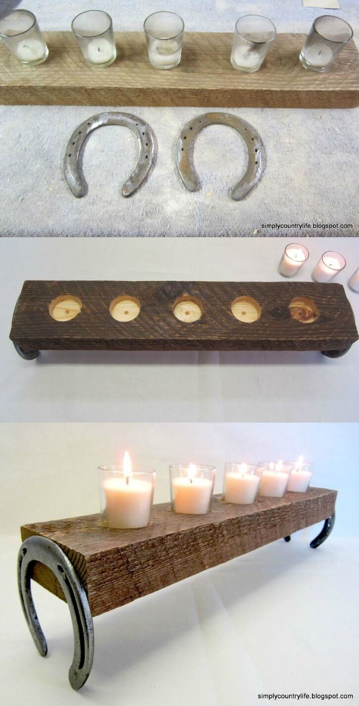 Horseshoe and Barn Wood Country Candle Décor