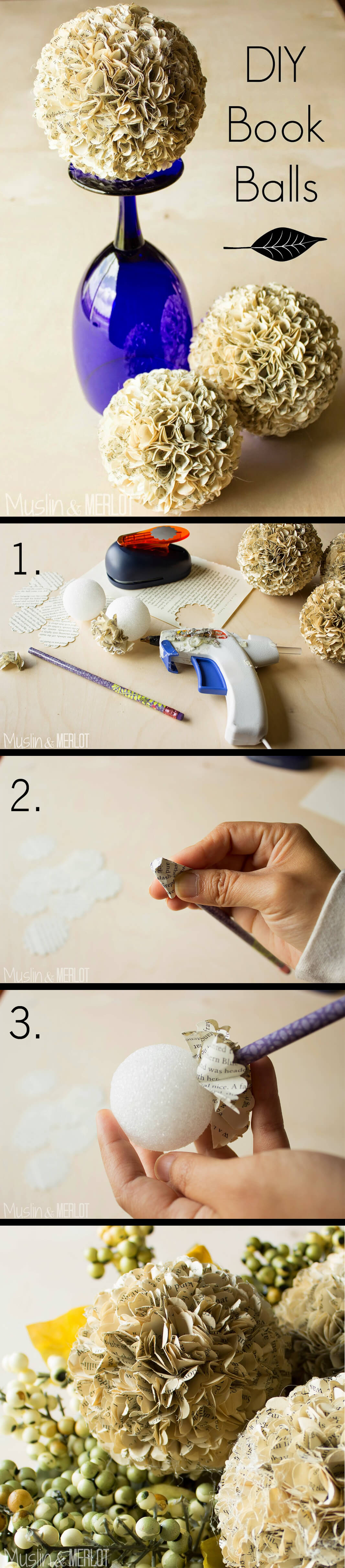 DIY Fluffy Old Book Page Balls