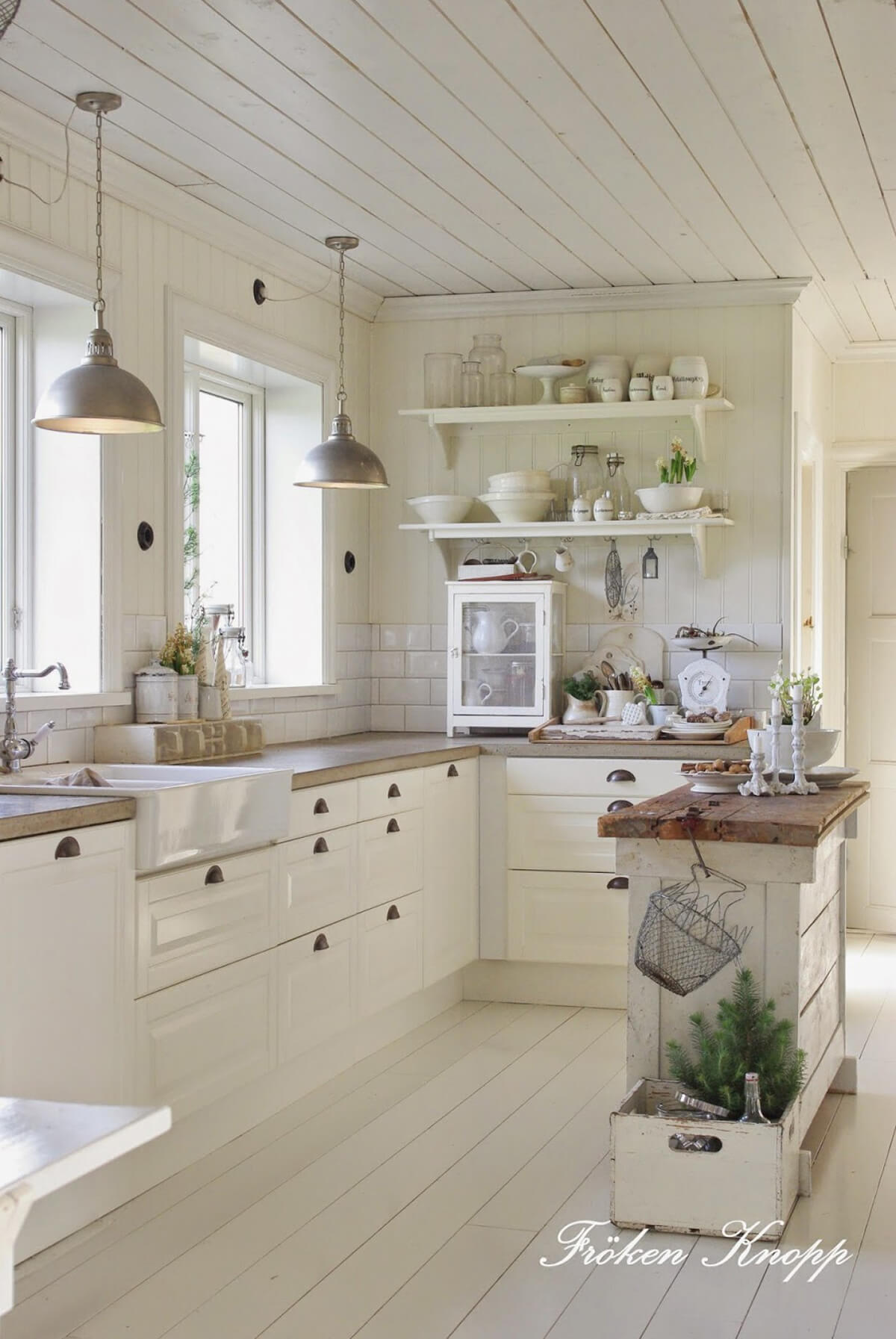 Whitewashed Planks Cottage Kitchen