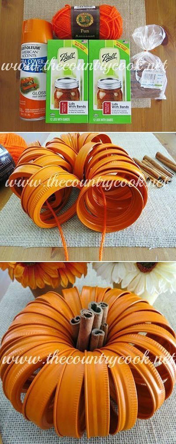 Cute Mason Jar Lid Pumpkin