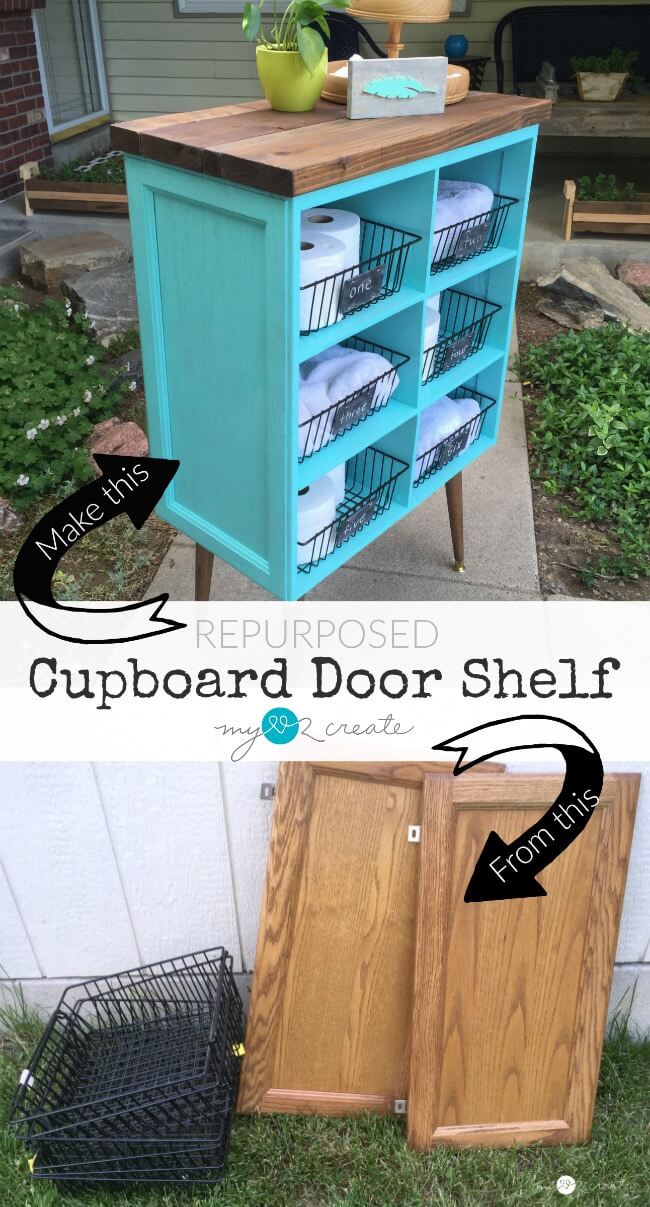 Repurposed Cabinet Door Shelf