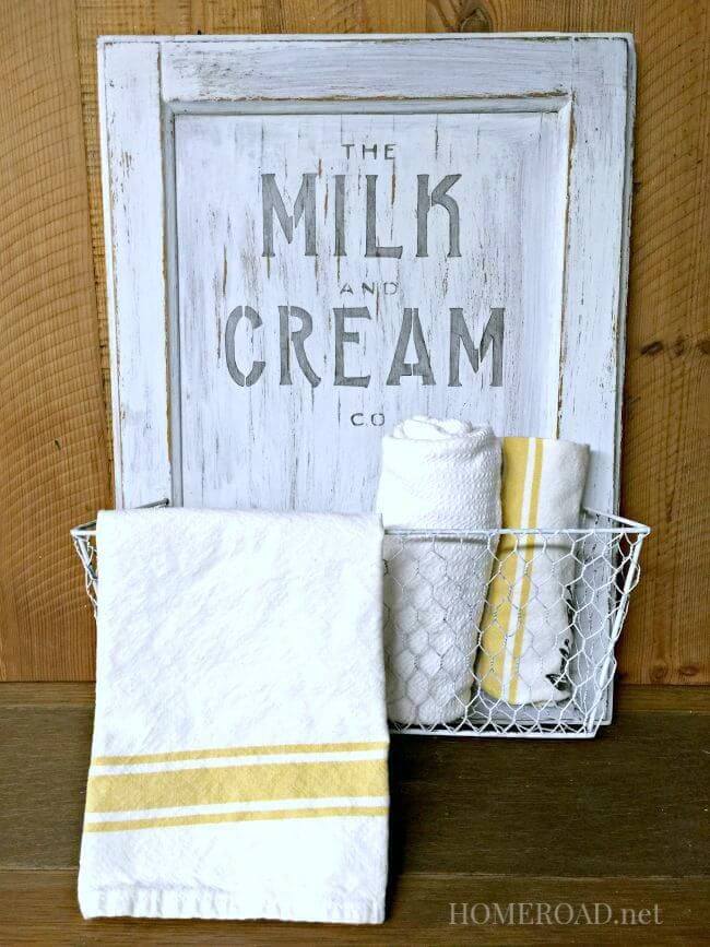 Milk and Cream Repurposed Cabinet Door Sign