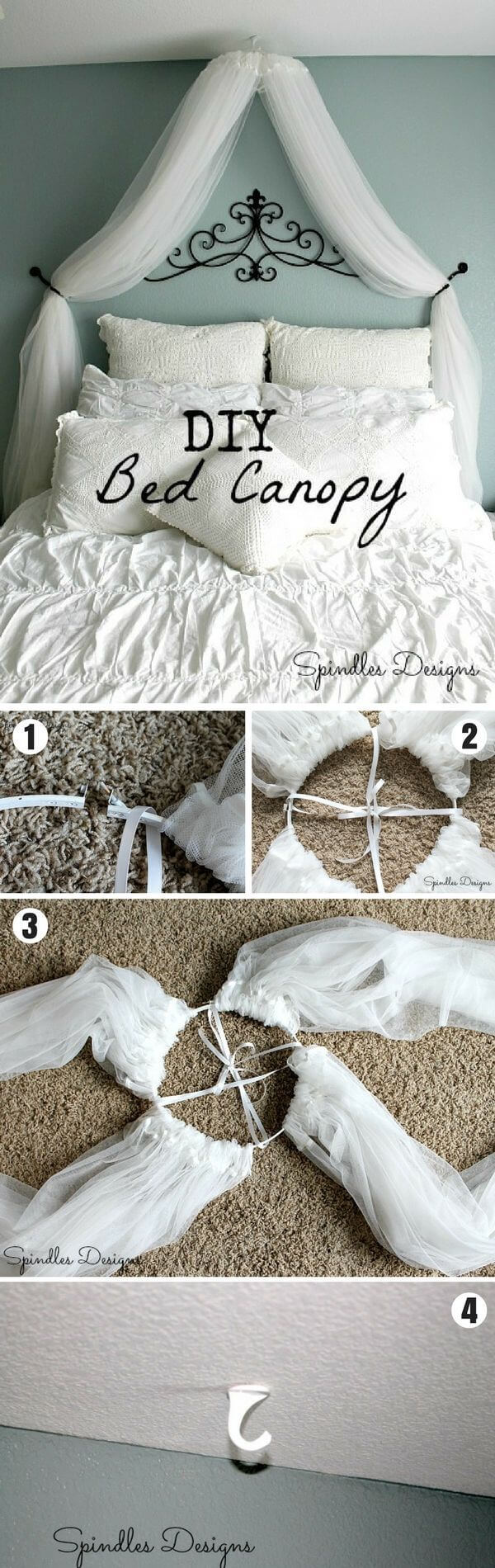 Inexpensive and Dreamy DIY Bed Canopy