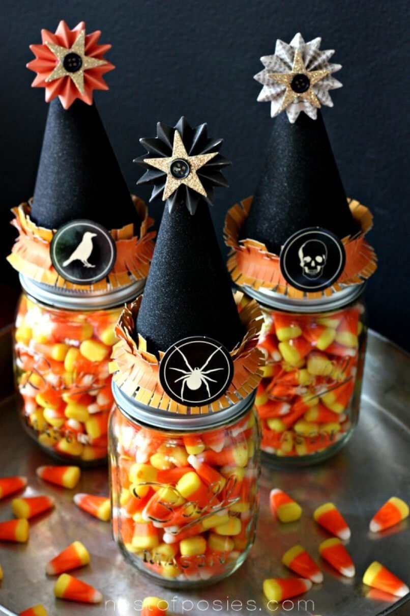 Fancy Witch Hat Mason Jar Halloween Craft