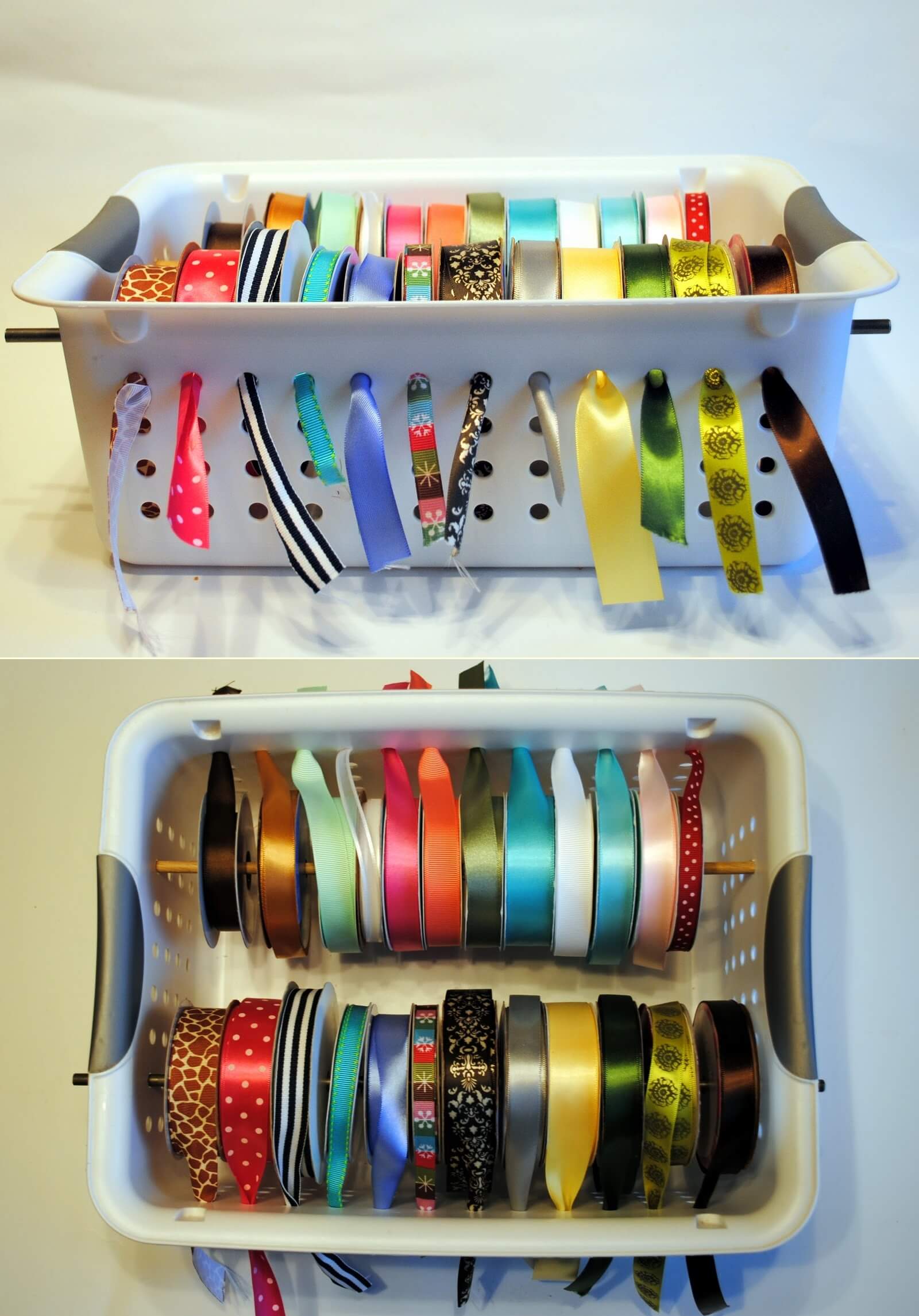 Laundry Basket Ribbon Dispenser