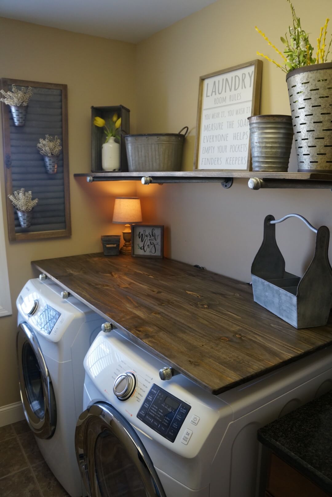 Steel and Chrome and Wood Laundry Room