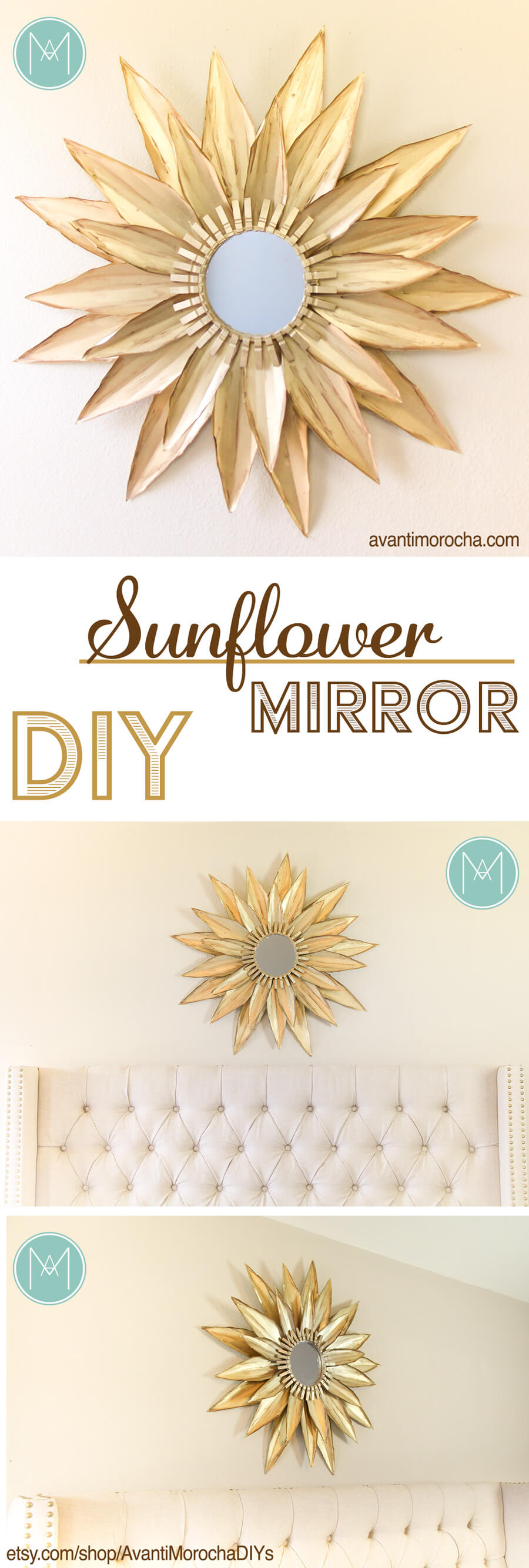 Charming DIY Sunflower Mirror Idea