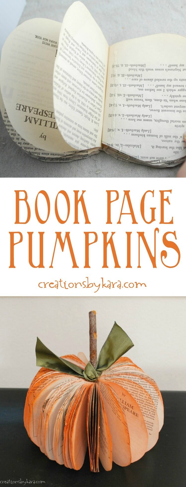 Book Page Pumpkin Fall Craft