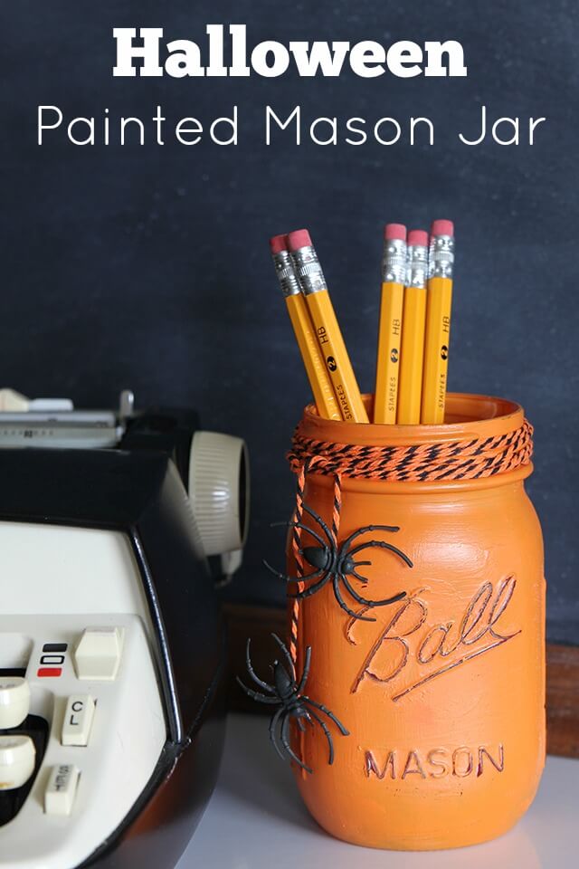 Sweet Painted Halloween Mason Jar Storage