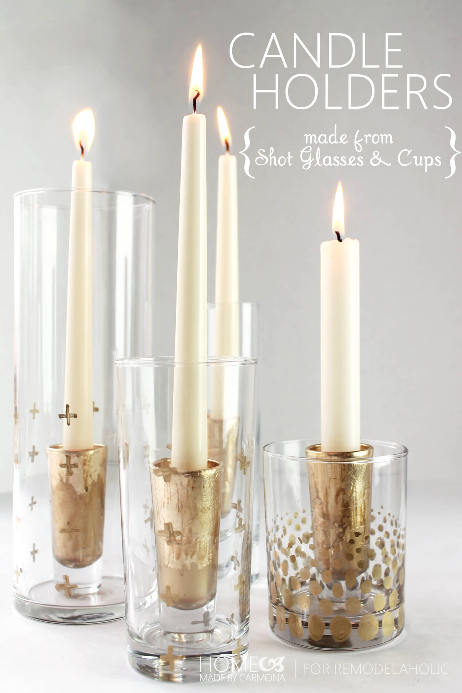 Clever Gilded Nesting Glassware Candle Holders