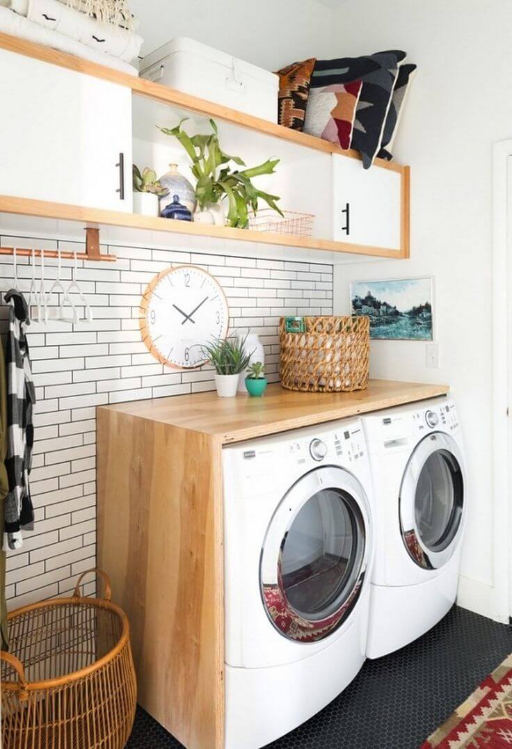 Subway Tile Backsplash Accent Laundry Room