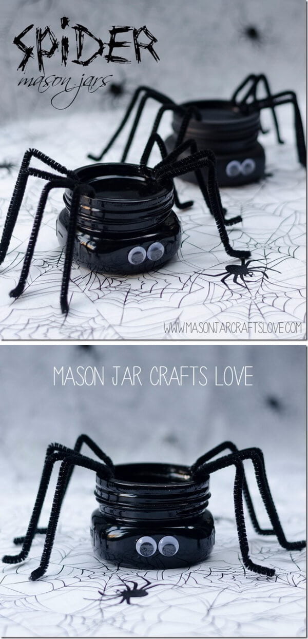 Silly Spider Pipe Cleaner Mason Jar Craft