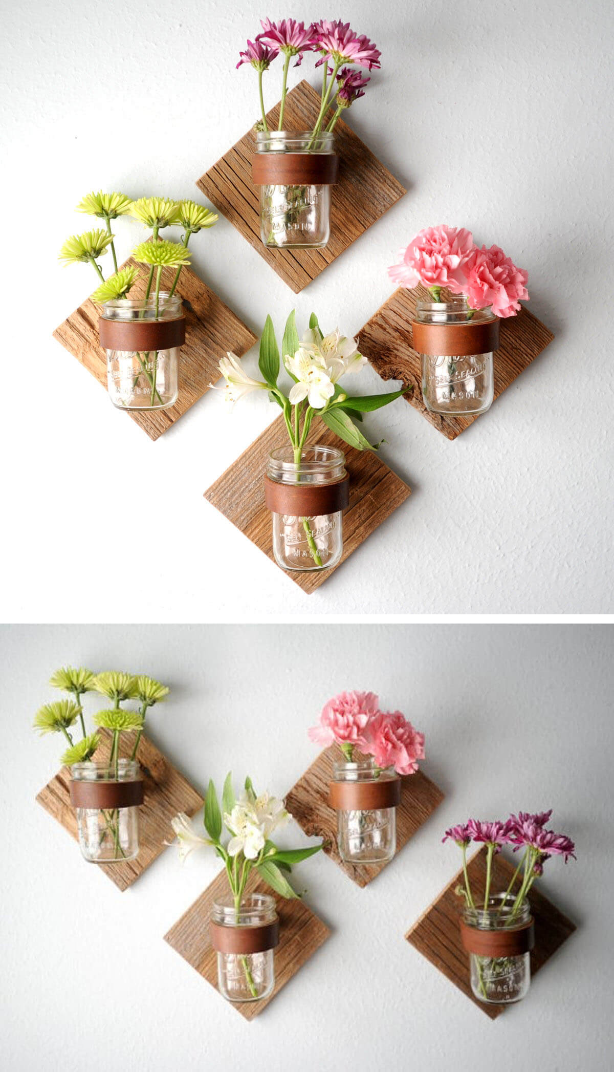 Rustic Flower Vase Mason Jar Wall Decor