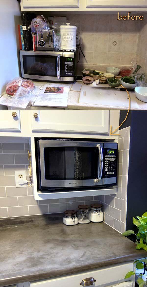 Built In Under Cabinet Microwave Cubby