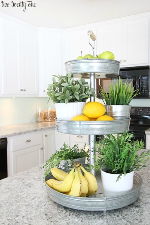 Galvanized Metal Tiered Lazy Susan