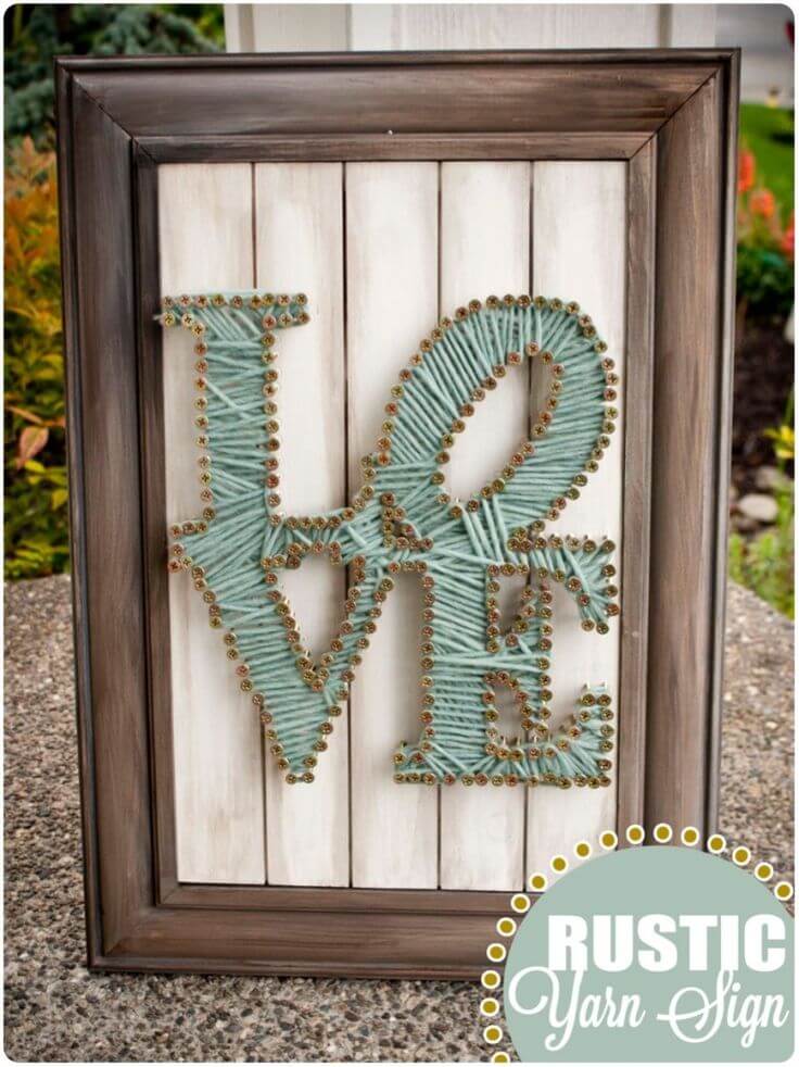 Love Rustic Yard Sign DIY String Art