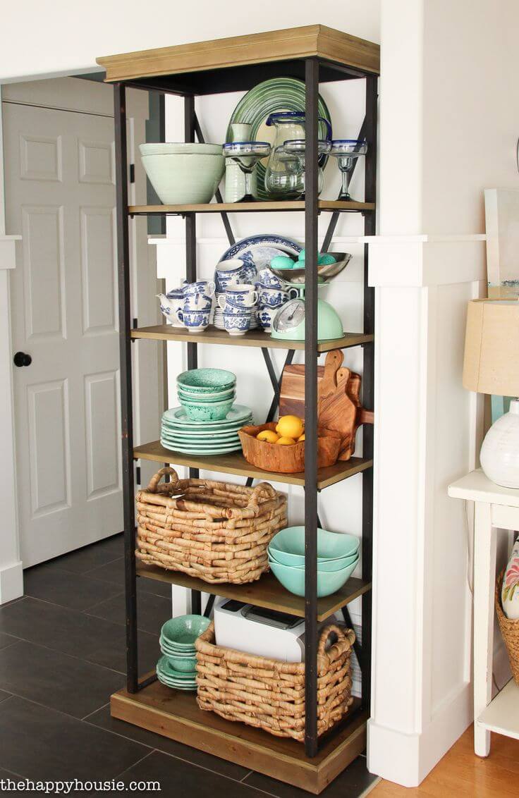 Rustic Industrial Floor to Ceiling Serving Shelf