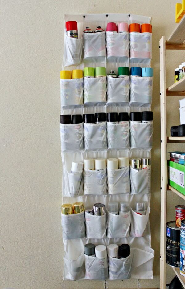 Wall-Hanging Paint Can Pocket Display