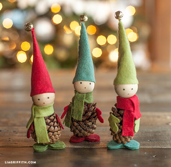 Santa's Whimsical Pinecone Wood Elves