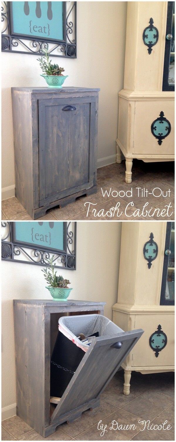 Wood Tilt-Out Door Trash Bin