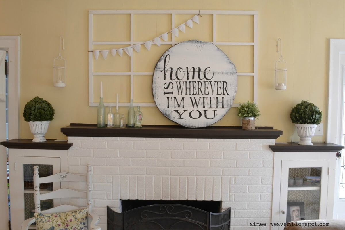 Shabby Chic Round Mantel Sign