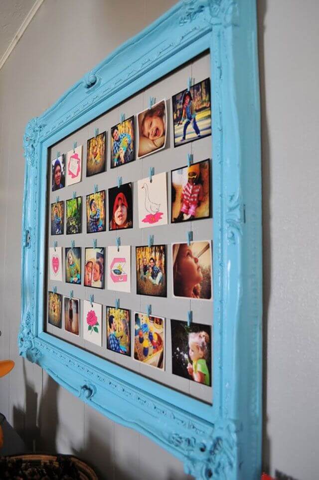 Pictures Lined up in a Pretty Blue Frame