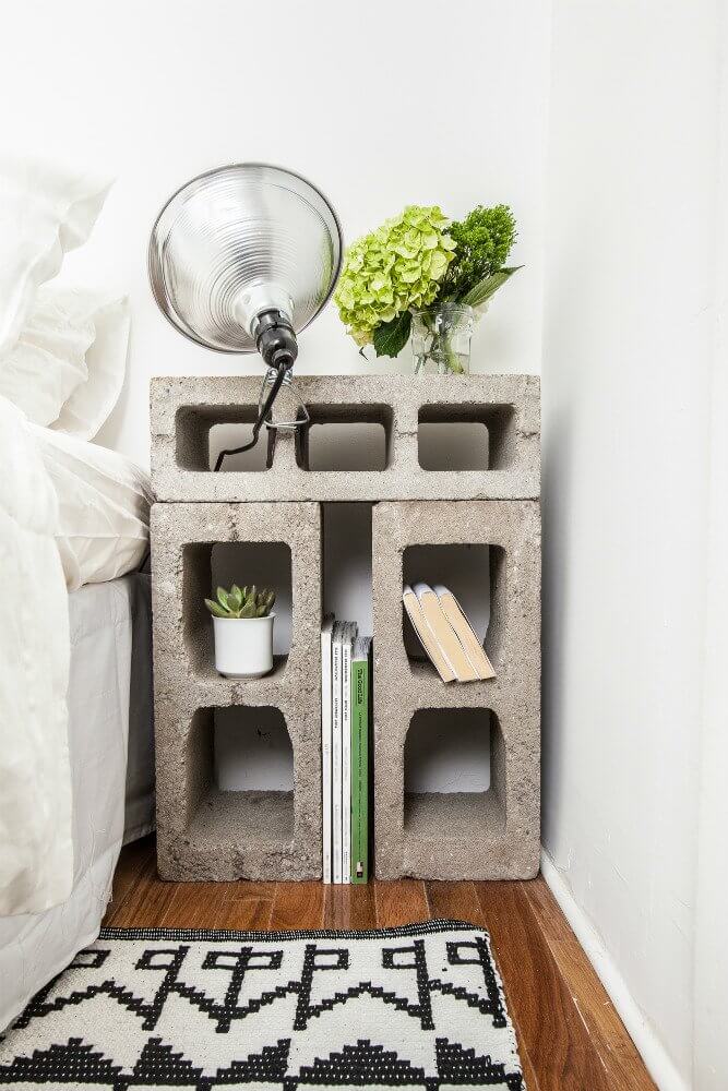 Cinder Block Nightstand for the Man Cave