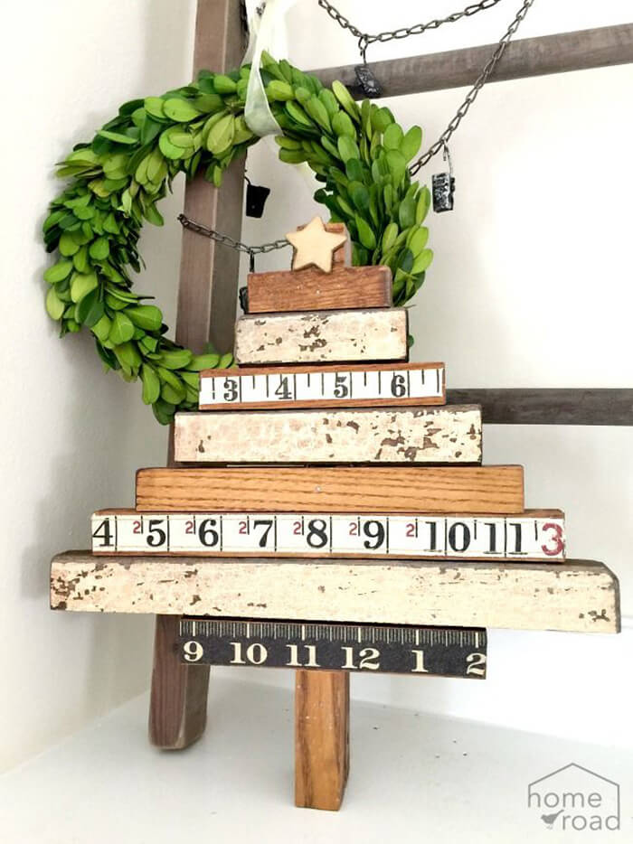 Upcycled Vintage Ruler Christmas Tree