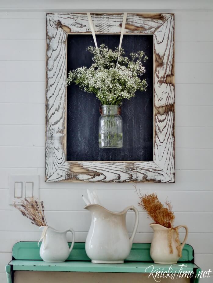 Flower Spray Weathered Mason Jar Wall Art