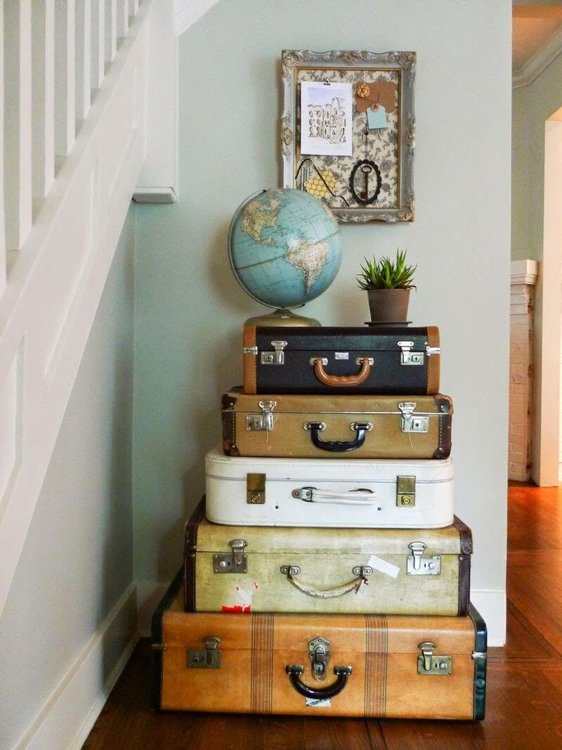 Vintage Suitcase Stack End Table