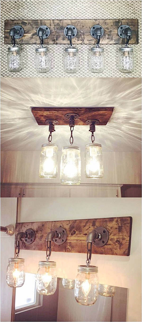 Creative Chandelier Mason Jar Wall Decor Ideas