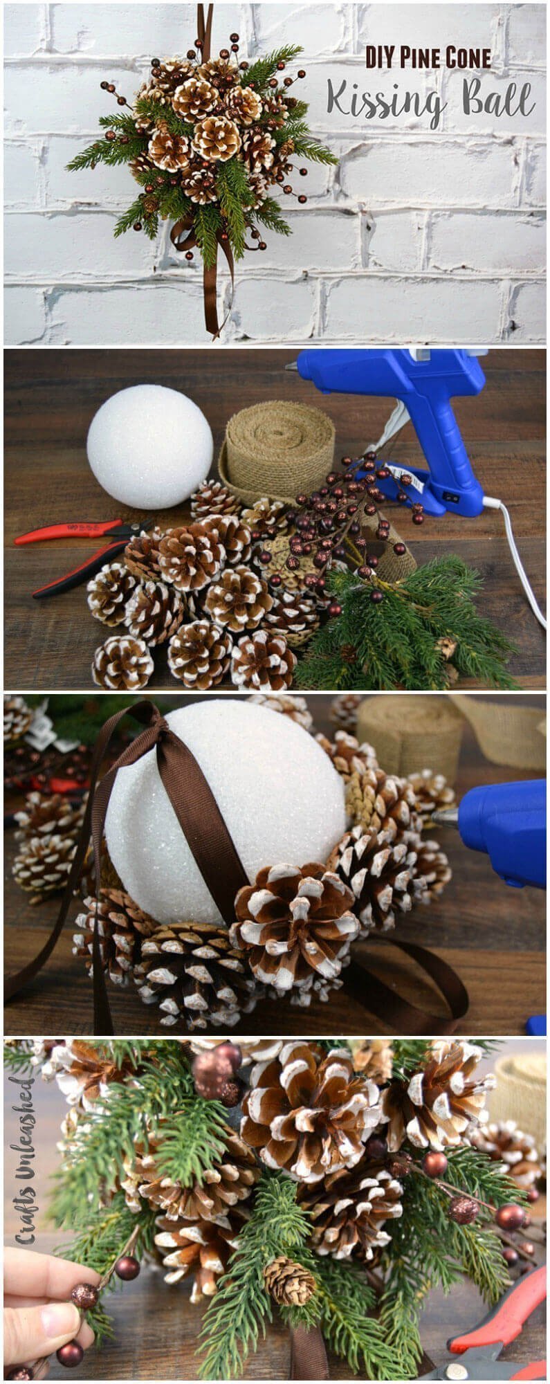 DIY Pine Cone Kissing Ball