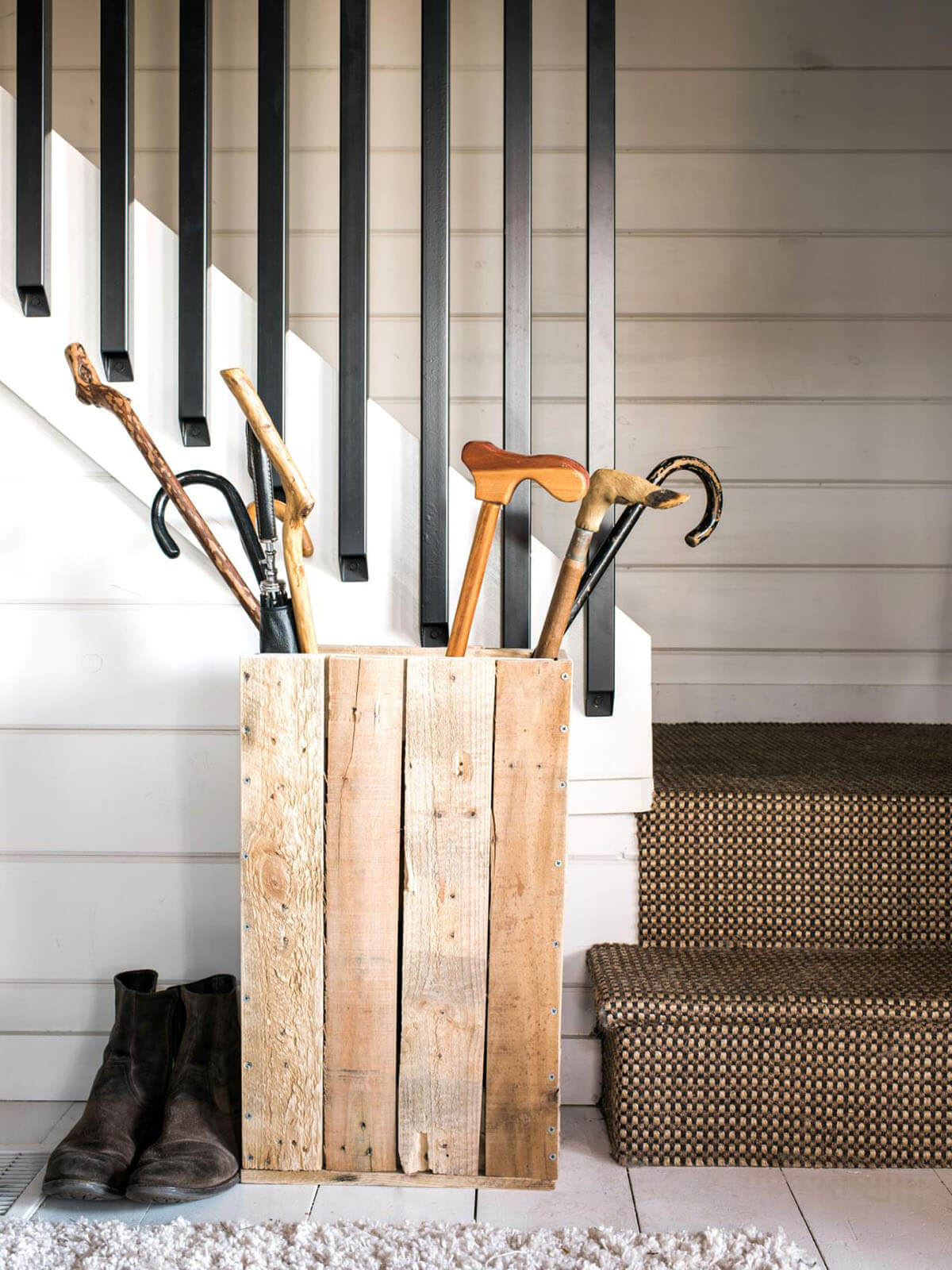 Wood Board Umbrella and Cane Holder