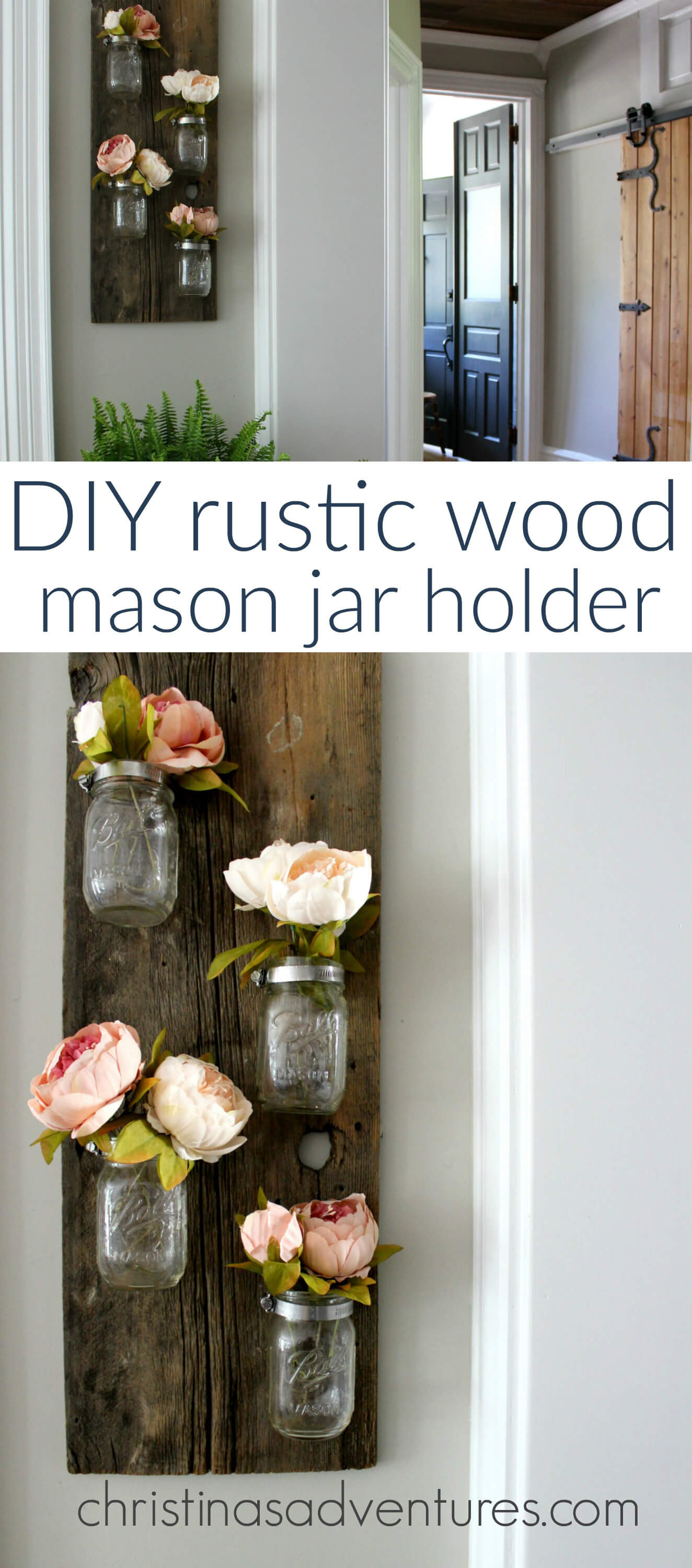 Rustic Vertical Vase Mason Jar Wall Art