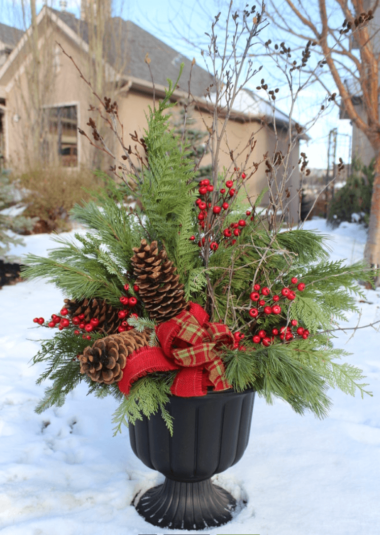 Red and Green Christmas Planter