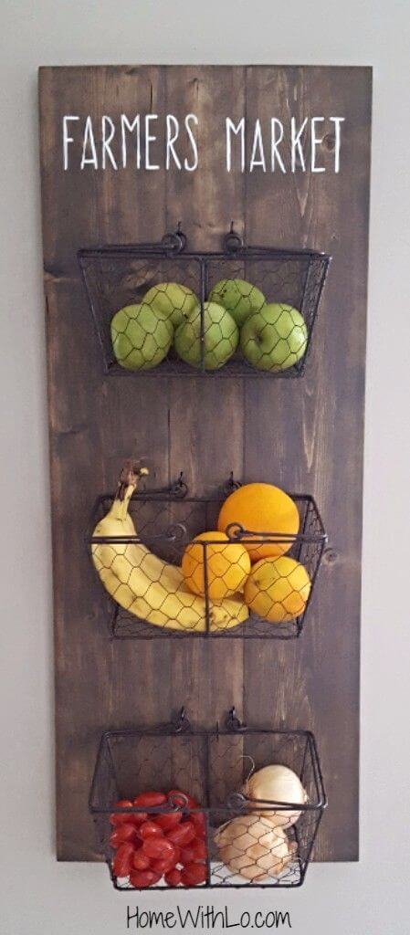 DIY Wall Mounted Produce Baskets