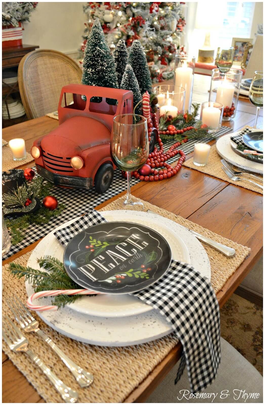 Red Christmas Tree Truck Centerpiece