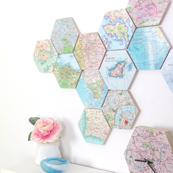 Hexagonal Travel Destination Wall Art