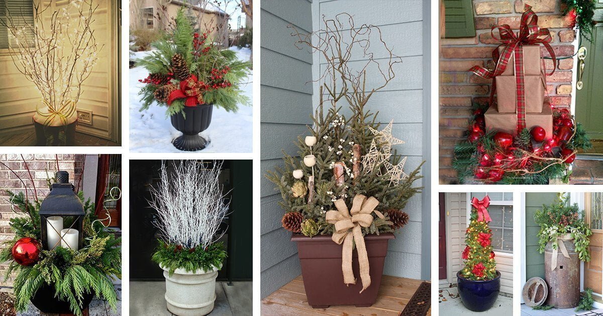 Featured image for “35 Festive Outdoor Holiday Planter Ideas To Decorate Your Front Porch For Christmas”