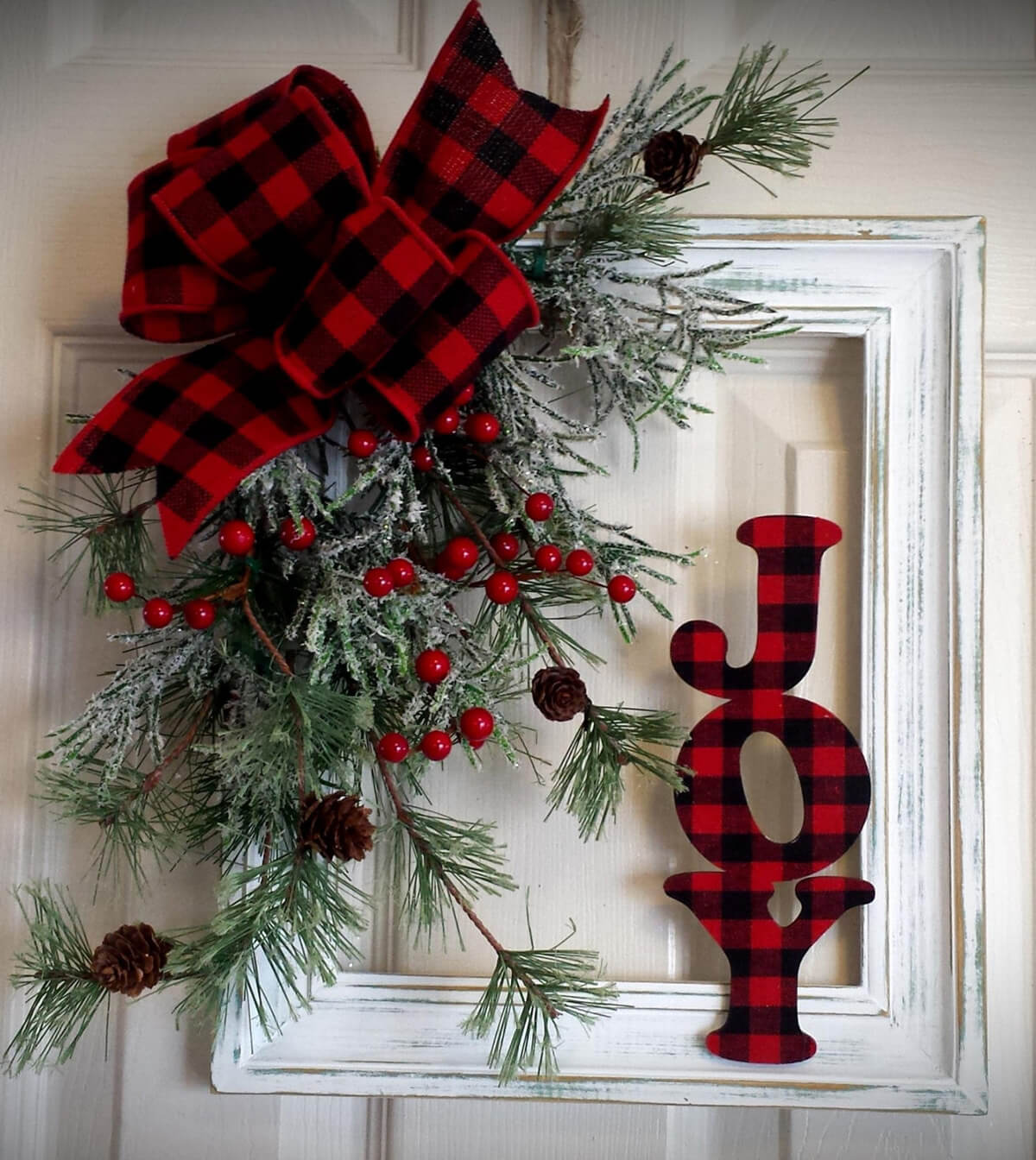 Joyful Plaid and Holly Holiday Frame