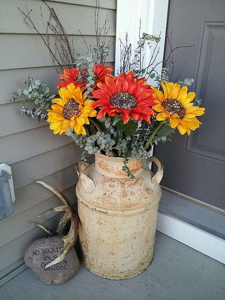 Sunflowers in a Milk Can