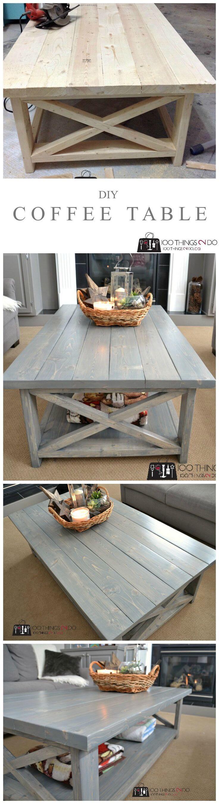 Long DIY Farmhouse Coffee Table Ideas