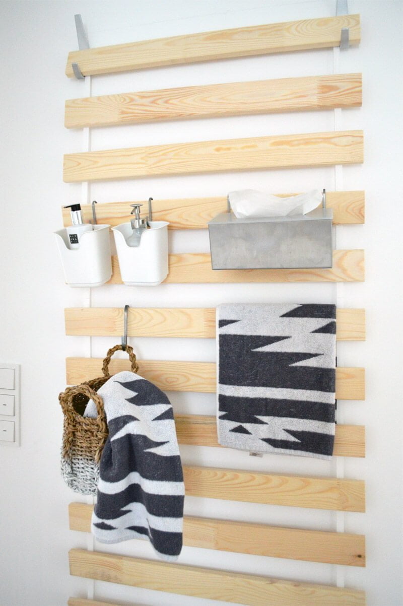 Light Wood Rack for Bathroom Supplies