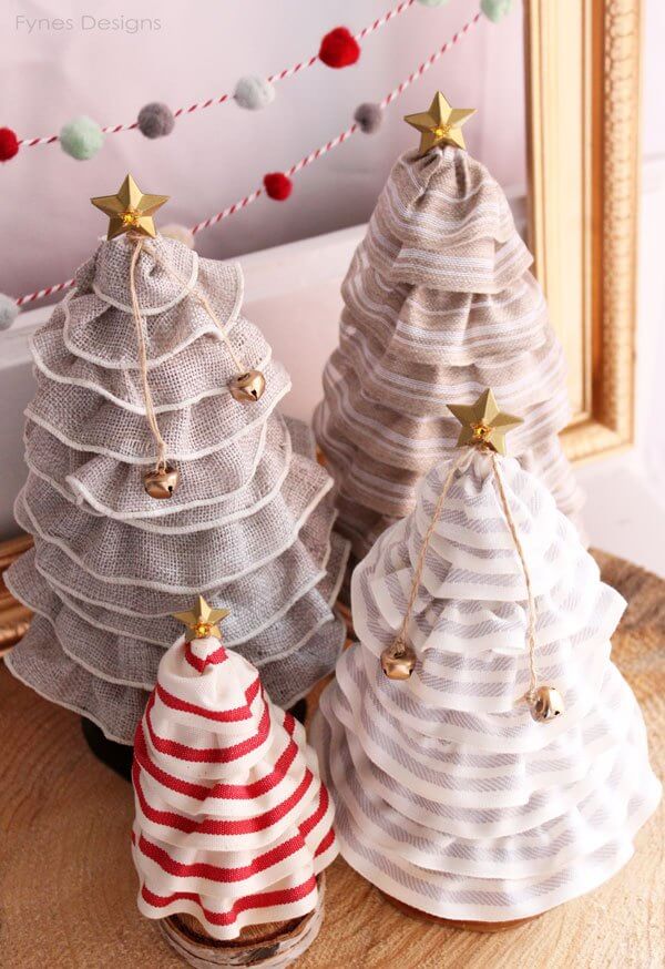 DIY Christmas Tree Cones with Ribbon