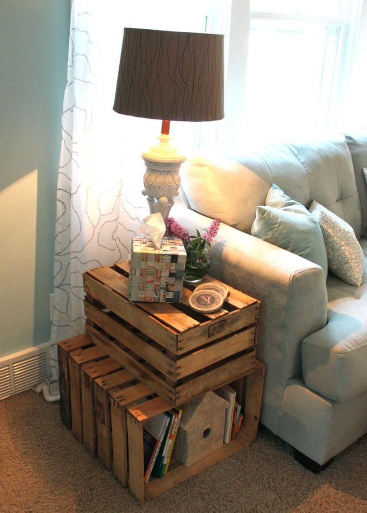 Industrial Stacking Crates Side Table Concept